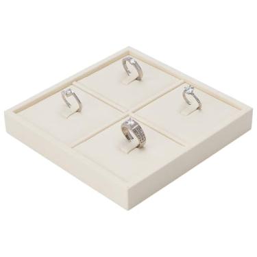 Imagem de PH PandaHall Bandeja de exibição de anel com 4 compartimentos, suporte de anel, anéis organizadores, expositores, caixa quadrada de joias, bandeja de armazenamento de joias para venda a retalho, lojas