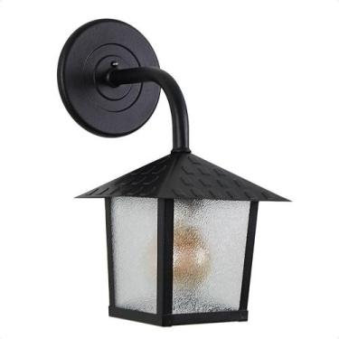 Imagem de Arandela Colonial Nina Quadrada Vidro Pontilhado E27 Bivolt Preto - BL