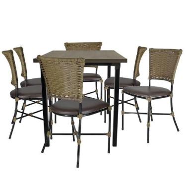 Imagem de Mesa De Seis Cadeiras Gramado Pequi Jogo De Jardim - PANERO MÓVEIS
