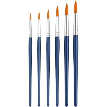 Imagem de Kit com 6 Pincéis Artísticos de Ponta Fina Para Aquarela Acrílica Óleo Guache e Artesanato Uso Semi-Profissional e Escolar Detalhes e Contornos