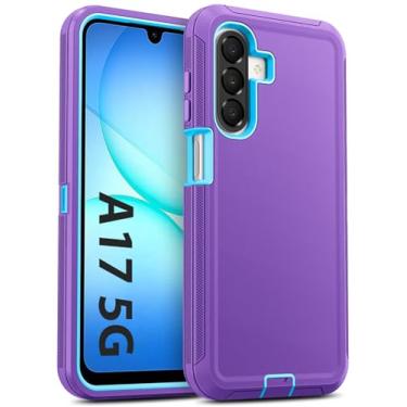 Imagem de Jelanry Capa para Samsung Galaxy A17 5G, resistente e resistente, com camada dupla, à prova de choque, proteção contra quedas com porta antipoeira/arranhões, fosca, capa traseira para Samsung A17 de