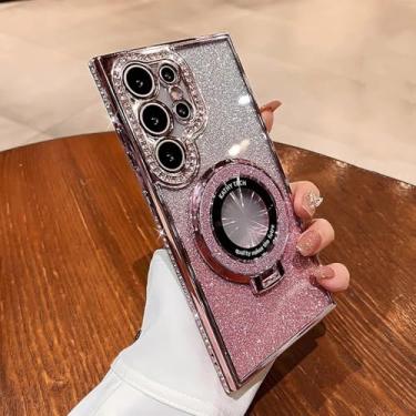 Imagem de HJZSZX para Samsung S24Ultra Luxury Glitter Bracket Case Capa de Revestimento (para Samsung S24Ultra/Rosa)