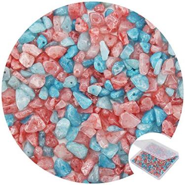 Imagem de 456 peças de contas de pedra com lascas naturais, pedras preciosas multicoloridas irregulares de 5 a 8 mm, pedras de morganita de cura de cristal soltas com orifício para fazer joias, artesanato faça