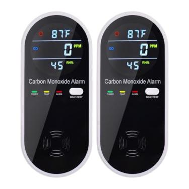 Imagem de Detectores de monóxido de carbono 3 em 1 conectados na parede, detector portátil de monóxido de carbono para viagens, medidor de gás CO, sensor de temperatura e umidade integrado com visor LCD, aviso