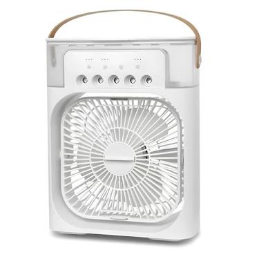 Imagem de Ventilador Portátil de Mesa Mini Ar Condicionado Umidificador Climatizador Led Água e Gelo 3 Velocidades Led (BRANCO)