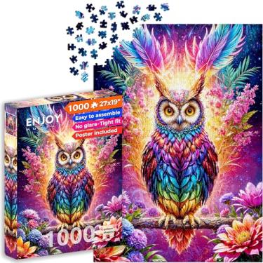Imagem de ENJOY Puzzle Quebra-cabeça de plástico com 1000 peças – Coruja mágica em estilo de fantasia floral – Nível de habilidade intermediário, a partir de 12 anos