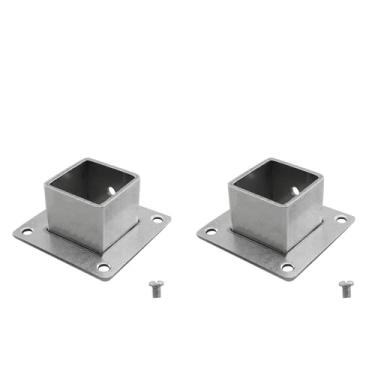 Imagem de JCBIZ 2 peças de conectores de tubo quadrado de aço inoxidável 25 x 25 mm suportes ajustáveis de canto suportes de base de ancoragem de móveis para cercas e suportes de grades de varanda