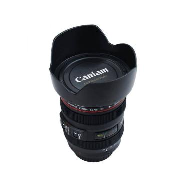 Imagem de Copo Preto Plástico Lente De Câmera Fotográfica 480 Ml