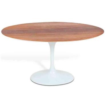 Imagem de Mesa Saarinen Oval Imbuia 135x90cm - Base Branca