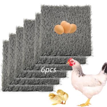 Imagem de MUYG 6 peças de almofadas de caixa de ninho de galinha, laváveis, grama artificial para galinheiro, reutilizável, forro de caixas de ninho de galinha, tapetes de galinha 29 x 29 cm (cinza)
