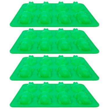 Imagem de 4 peças molde de sapo silicone sapo molde de doces bandeja de sapo de liberação fácil 8 cavidades bandeja de sapo de gelo resistente ao calor molde de gelo reutilizável sapo molde de cozimento para