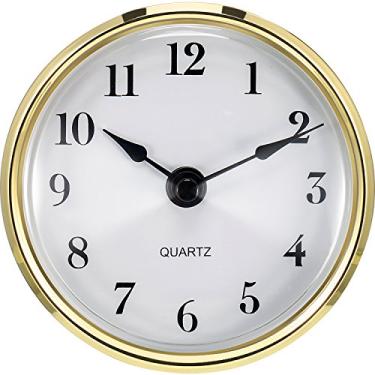 Imagem de (Gold Trim) - Hicarer 3-1/8 Inch (80 mm) Quartz Clock Fit-up/Insert with Arabic Numeral, Quartz Movement (Gold Trim)