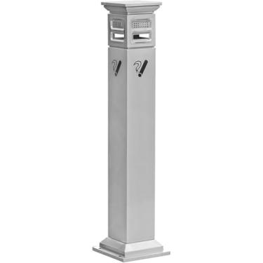 Imagem de Cinzeiro De Chão Ao Ar Livre, Cinzeiro De Aço Inoxidável Com Tampa, Descarte Comercial De Bitucas De Cigarro De Metal Ao Ar Livre