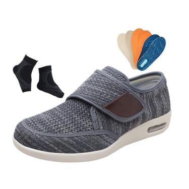 Imagem de Calçado Masculino Para Edema Diabético Calçado Homem Ajustável E Largo Para Caminhada Com Pés Inchados E Diabéticos Antiderrapante Ténis Leves Respiráveis ​​para Caminhada Para Edema(Dark gray,46 EU)
