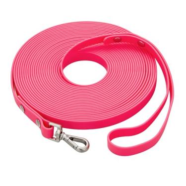 Imagem de Coleira longa impermeável para treinamento de cães de 9 metros ao ar livre em PVC, ótima para treinamento de cães grandes, médios e pequenos, para praia, quintal, brincadeiras, acampamentos (rosered