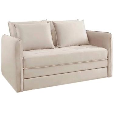 Imagem de Sofá Cama Recife Casal Retrátil com Colchão Tecido Linho 155cm JC Estofados Cor Bege