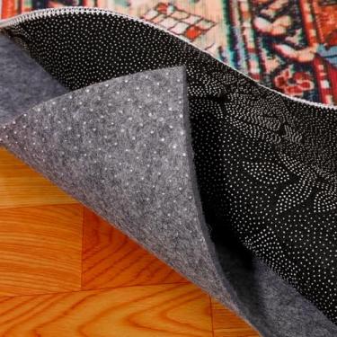 Imagem de Tapete antiderrapante, feltro extra grosso de 1/10.2 cm sob o tapete, almofada de tapete de 3 x 5 pés, acolchoamento de carpete acolchoado para tapetes de área, pisos de madeira, laminado, azulejo,