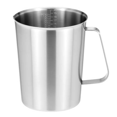 Imagem de QWORK Copo medidor de aço inoxidável 304 1,8 g com graduações OZ/ML, jarra de mistura de cozinha de 8 xícaras, marcações gravadas com precisão, recipiente para assar e espumar, 2 litros