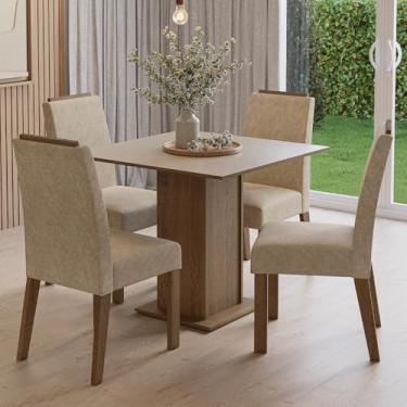 Imagem de Conjunto Sala de Jantar Tampo de Madeira 4 Cadeiras Rustic/crema/imperial Aspen Madesa