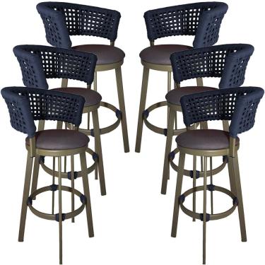 Imagem de 6 Banqueta Corda Náutica Somália em Alumínio Balcão, Edícula, Cozinha Trama