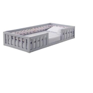 Imagem de Cama Infantil Solteiro Com Grade Bia Atacadão Maray, Azul Acinzentado