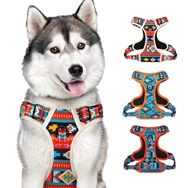 Imagem de CollarDirect Peitoral refletivo para cães com alça e clipe frontal, colete acolchoado macio ajustável para treinamento e caminhada de cães pequenos a grandes (tamanho GG, padrão PT2)