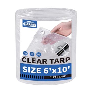 Imagem de TARPAL Lona transparente de plástico transparente de 1,8 x 3 m, à prova d'água, com ilhós e bordas reforçadas para pátio, varanda e planta ao ar livre, galinheiro, jardim, areia para gatos