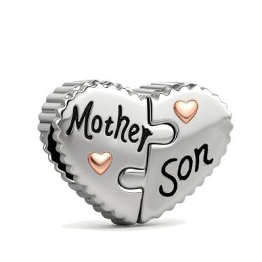 Imagem de QeenseKc 2 peças, pingente de coração combinando mãe e filho, contas de zircônia cúbica, compatível com pulseira Pandora feminina