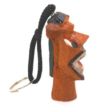 Imagem de Chaveiro Carranca de Madeira Artesanal Proteção Espiritual Amuleto Tal