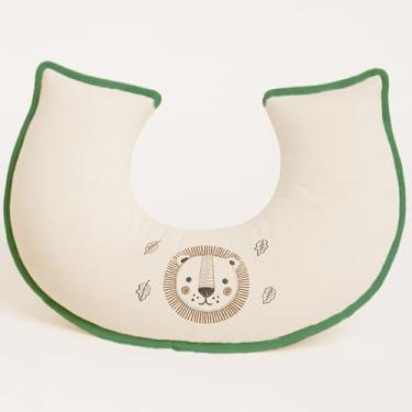 Imagem de Almofada de Amamentação Anatômica em Linho – Bordado Exclusivo para Bebê Menino | Brubrelel Toque Premium (Leon Verde)