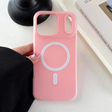 Imagem de Capa Candy Matte para iPhone 16, 15, 14, 13, 12 Pro Max 11, 16Plus, 16E SE4, magnética, transparente, 2 em 1, rosa, para iPho