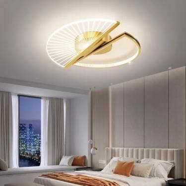 Imagem de Luminária de teto LED moderna com design regulável, luminária de teto para sala de jantar, quarto, sala de estar, cozinha, sala de estudo, iluminação de teto com controle remoto, sala de jan
