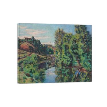 Imagem de Armand Guillaumin Famoso Arte de Parede Pôster-Impressões em Tela para sala de estar-Reprodução pinturas(Ponte em Creuse) 50x60cm Tela Embrulhada