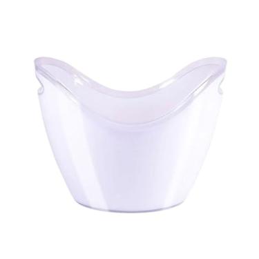 Imagem de baldes de gelo Balde de gelo acrílico 8 litros, balde oval para armazenamento garrafas champanhe para bebidas e festas(Branco)