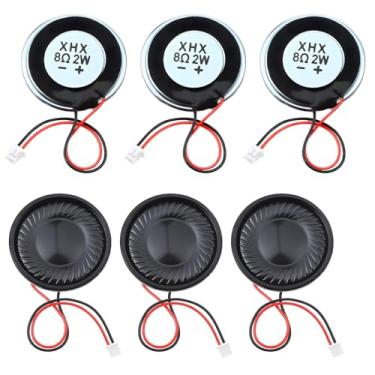 Imagem de Zyghjort 6 caixas de som 2W 8 Ohm caixa de metal redonda interna 8 Ohm, micro alto-falantes de 8 ohm, microalto-falantes de substituição para áudio MP3 MP4 Player
