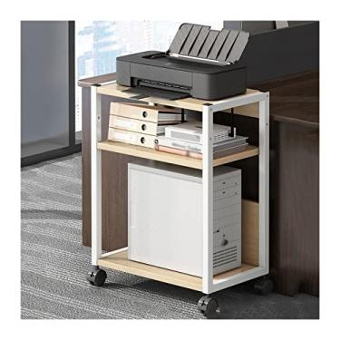 Imagem de URGDWEKJY Suporte de CPU de 3 camadas para PC com rodas, suporte de impressora móvel com armazenamento, estrutura de metal, suporte de capa de PC para suporte de CPU de escritório doméstico (3
