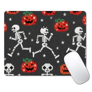Imagem de Mouse pads engraçados de caveira de Halloween para mesa, computador portátil, pequeno mouse pad para laptop sem fio, 24 x 20 cm, design de base de borracha antiderrapante, superfície lisa, para casa
