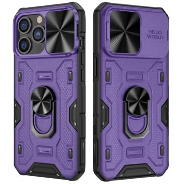 Imagem de VEGO Capa com suporte para iPhone 14 Pro Max [capa de câmera deslizante integrada] Capa de telefone com proteção contra quedas de grau militar à prova de choque tática robusta para iPhone 14 Pro Max