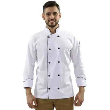 Imagem de Dólmã Para Chef De Cozinha Unissex Branco 100% Algodão Uniforme Gambuz
