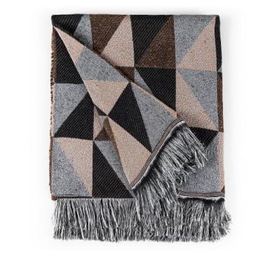 Imagem de Manta Jacquard Misto com Franja 2,20 Dallas Caramelo e Preto - Home Fe