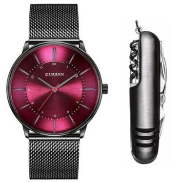 Imagem de Relógio Curren Masculino Ultra Fino Metálico + Acessório-Masculino