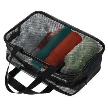 Imagem de APLZGMG Bolsa de chuveiro de malha para academia e viagens, organizador de higiene pessoal portátil grande, bolsa de banho de secagem rápida para banheiro, acampamento, dormitório, faculdade e uso ao