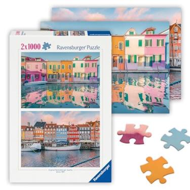 Imagem de Ravensburger Quebra-cabeça - Casas coloridas - Quebra-cabeça de 2 x 1000 peças para adultos e crianças a partir de 14 anos