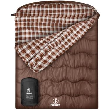 Imagem de FORINBUY Saco de dormir duplo de flanela de 0 graus para adultos, casais ou família – Saco de dormir de inverno Queen Size impermeável e quente para 2 pessoas para acampamento em clima frio, viagens