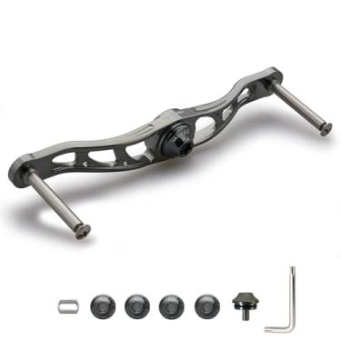Imagem de HEIGHTEN 105 mm/115 mm/120 mm/130 mm Alça de molinete de pesca sem botão para Shimano Daiwa Baitcasting Reel Power Handle Crank Acessório (cinza escuro, 105 mm) (0119)
