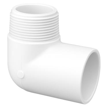 Imagem de Conector de tubo de cotovelo de 90 graus de PVC – rosca macho de 3/4" MNPT x soquete deslizante de 90 graus cotovelo de rua SCH 40 para linha de água de encanamento de esgoto doméstico – Branco