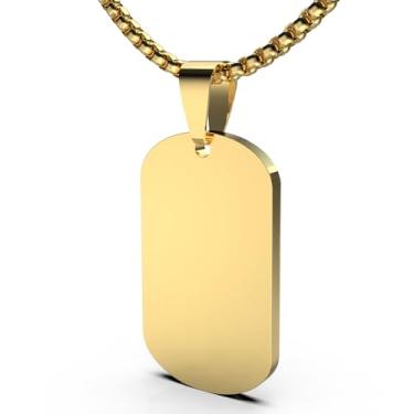 Imagem de FUTPLOR Colar masculino com pingente de etiqueta de cachorro de aço inoxidável, colares simples com pingente em branco, joias presentes para homens e mulheres, corrente de caixa de 61 cm, Large, Aço