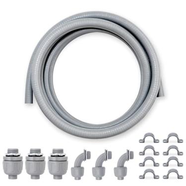 Imagem de Wocloer Kit de conduíte de fixação líquida de 1,27 cm, kit de conduíte elétrico não metálico flexível e conector, com 3 conexões retas e 3 ângulos