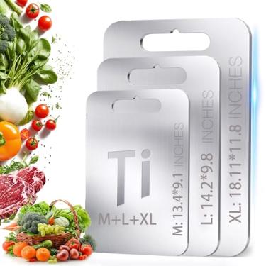 Imagem de 3 peças, tábua de corte de titânio atualizada para cozinha, dupla face, qualidade de grau alimentício, fácil de limpar, lavável na lava-louças, para carnes, frutas, legumes, prática, higiênica, de