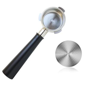 Imagem de Filtro portátil sem fundo de 54 mm com cabo de liga de alumínio de 3 orelhas – serve para máquinas de café expresso Breville de 54 mm – Inclui cesta de filtro de 18 g e tela de disco expresso de 53,35